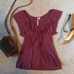 Maroon Ruffle Top